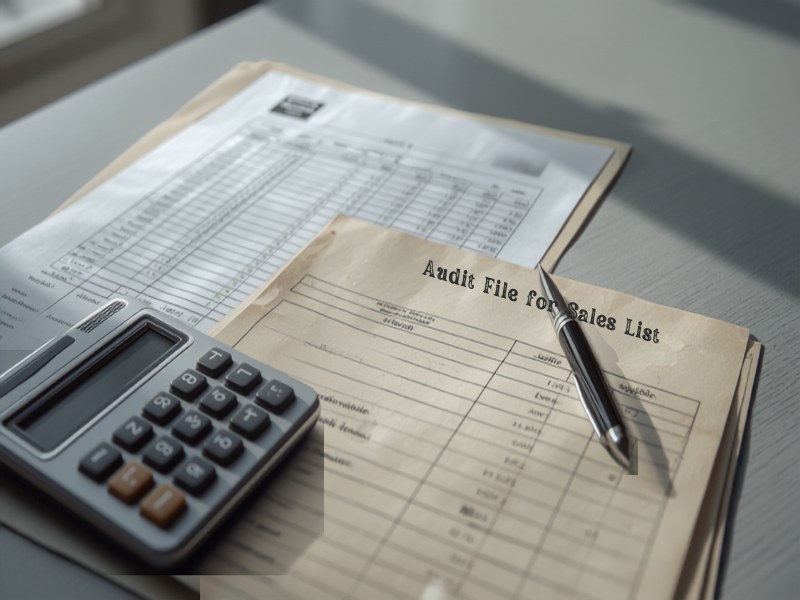 Reconciled ledger printouts, an aged receivables listing and a calculator on an accountant's desk
